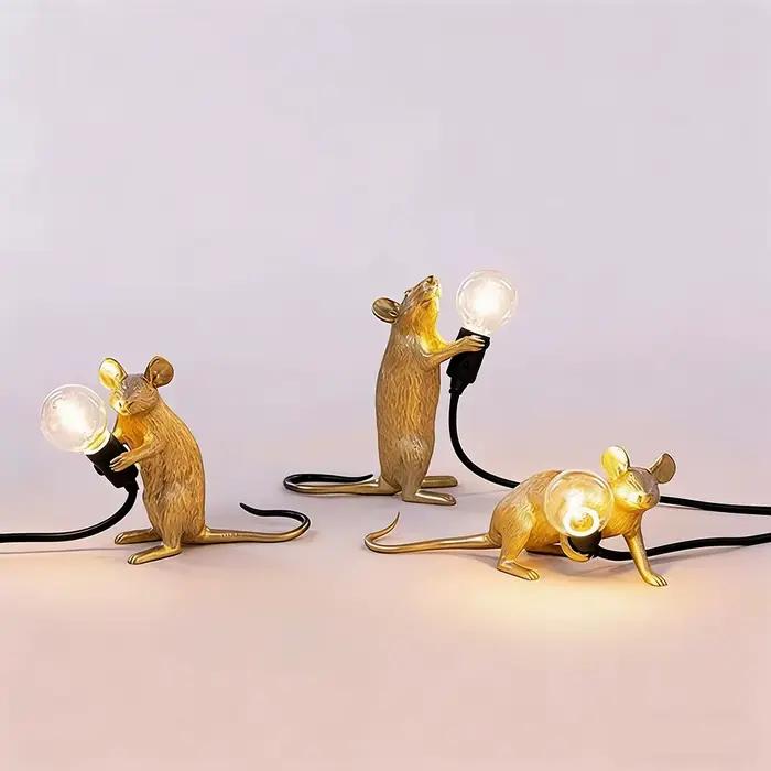Style nordique LED souris lampe de Table moderne Animal lampe de bureau chambre chevet cadeau veilleuse maison chambre décor table lumière luminarie