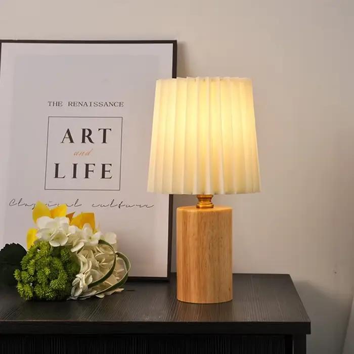 LED lampe de bureau rétro plissé en bois USB pour salon maison chambre chevets atmosphère LED veilleuse décoration