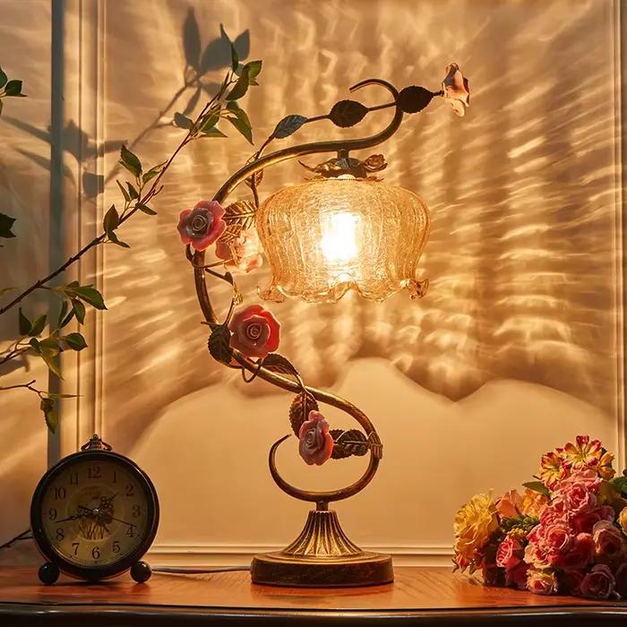 Lampe de Table Led de Style Art pastoral rétro français, pour la décoration de la maison, salon, chambre à coucher, chevet, salle à manger, lampe de Table de jardin
