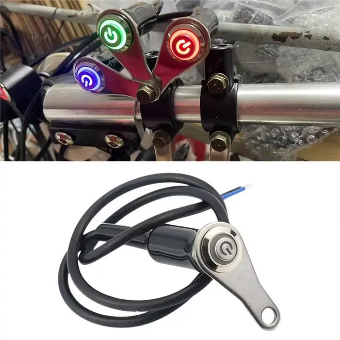 Interrupteur LED pour moto ON+OFF, montage sur guidon, alliage d'aluminium, étanche, 12V, phares antibrouillard, interrupteur à bouton poussoir pour klaxon de moto