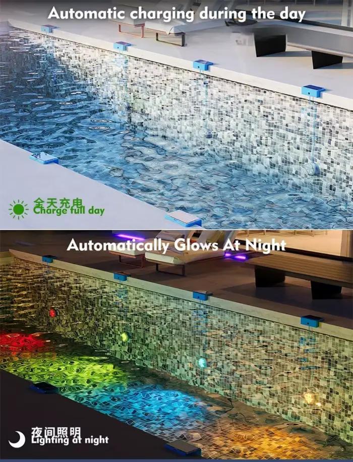 Lumières sous-marines solaires de piscine avec télécommande IP68 lumière de piscine Submersible étanche pour étang, au-dessus de la piscine, piscine creusée