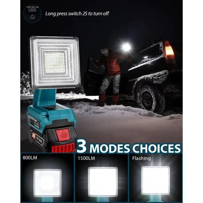 Lampe de travail portable d'extérieur à LED sans fil pour batterie Bosch 18V Li-ion, pour chantier et utilisation d'urgence avec interface USB