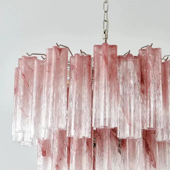 Lustre en verre de Murano rose, luminaire suspendu italien de luxe, lampe suspendue moderne en verre pour salle à manger, escalier, villa