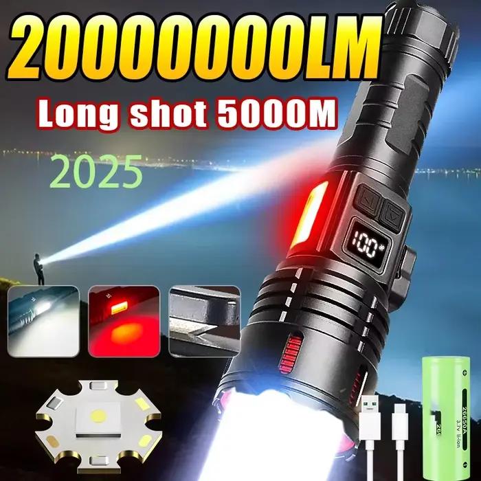 Lampe torche la plus puissante 100000LM, super lumineuse, laser blanc, étanche, lampe à main magnétique avec couteau intégré et lanterne