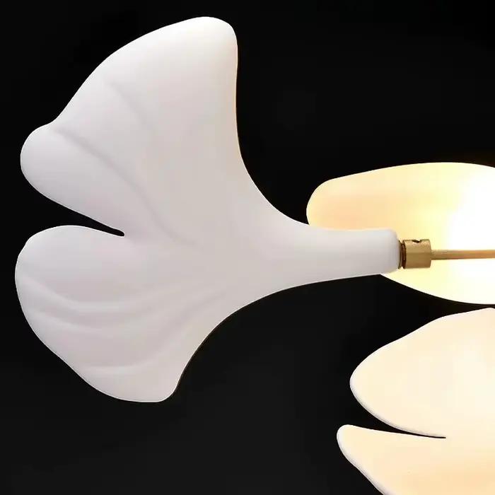 Céramique moderne blanc longue feuille de Ginkgo pendentif LED lumière décoration Villa salon plafond lustre intérieur suspendus lumières