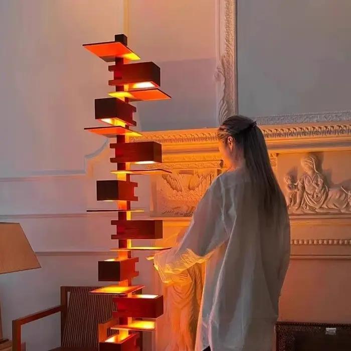Taliesin lampadaires design bois nordique salons chambres hôtels villas décor artistique Standard luminaires d'intérieur