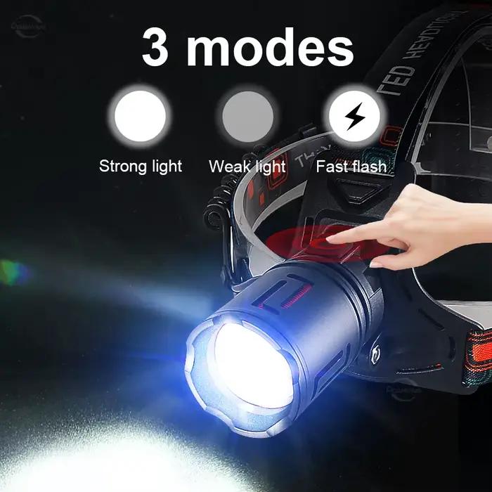 2026 nouveau haute puissance 1200W phare LED 990000000LM Zoom lampe frontale étanche Super lumineux Camping en plein air travail chasse lanterne