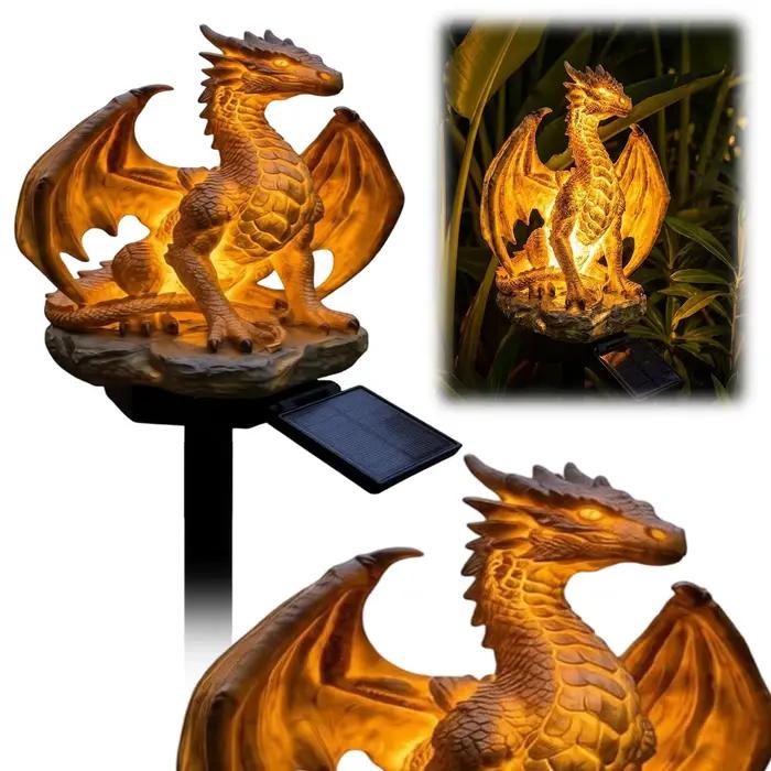Lampe solaire Dragon d'extérieur à économie d'énergie, forme gothique unique pour la décoration de la maison, de la cour, de la pelouse, du porche et du balcon