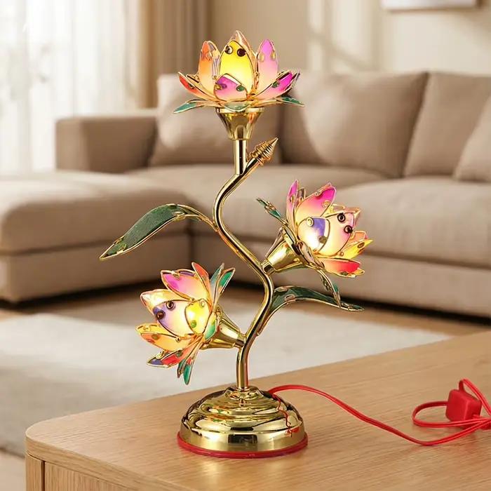 Lotus-Lamp Plug In Électrique Lotus-Lanterne LED longue durée : Lampe décorative de table économe en énergie Vibrant Multi-Color-Lotus