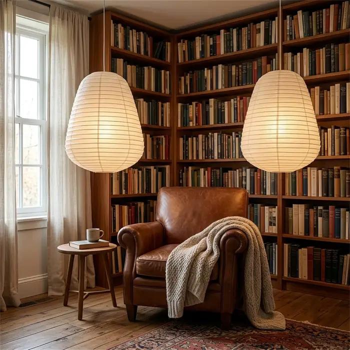 Lot de 2 abat-jour en papier de riz pour lampe suspendue