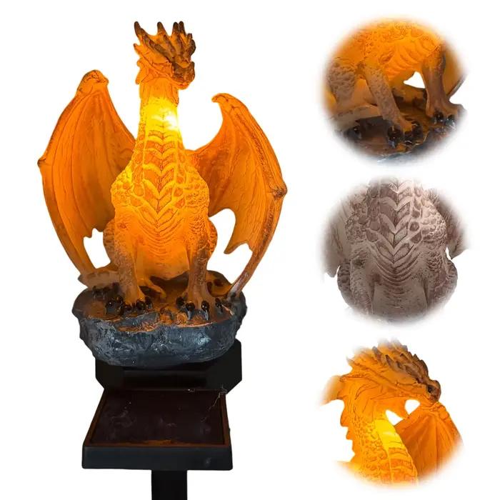 Lampe solaire Dragon Light, figurine de dragon écoénergétique, forme gothique unique pour la décoration de la maison, de la cour, de la pelouse, du porche, du balcon