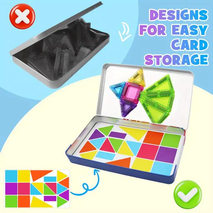 Mini jouets en tuiles magnétiques, avec une boîte en métal pour une portabilité facile, blocs de construction magnétiques qui peuvent être joués n'importe où, rangement pratique, adaptés aux cadeaux d