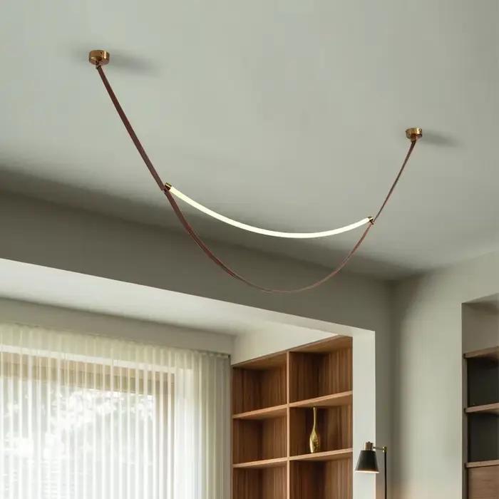 SANDYHA Lampara Colgante Techo lampe lustres lumière LED moderne Simple ceinture Suspension conception pour chambre salon salle à manger