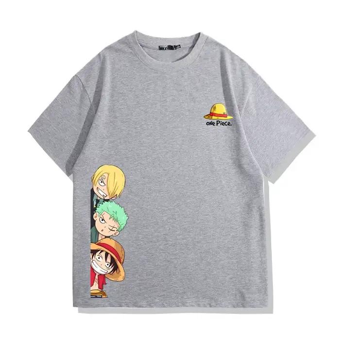 Une pièce chapeau de paille Pirates unisexe T-shirt 2026 été nouveau populaire Anime imprimé américain décontracté famille haut à manches courtes