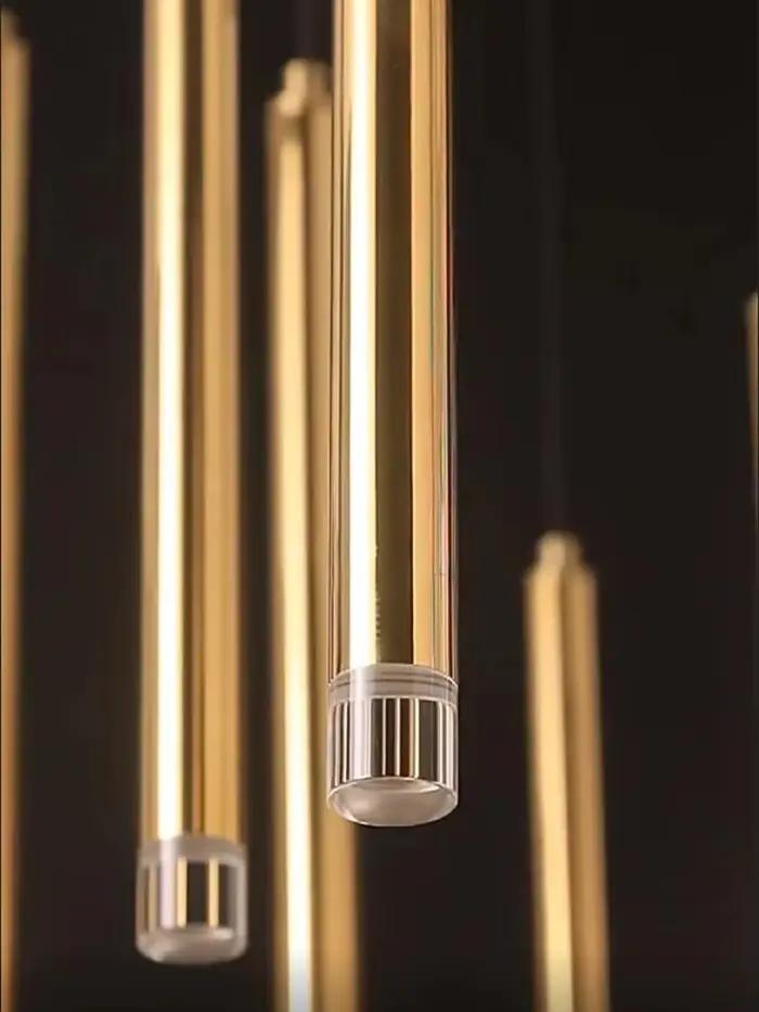 Lustre LED de Luxe en Forme de Colonne Dorée