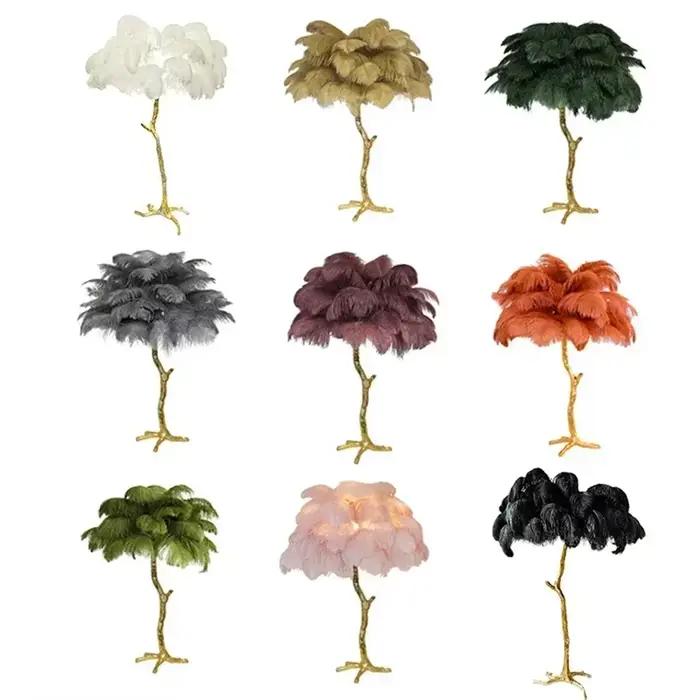 Lampadaire moderne de luxe en plumes d'autruche
