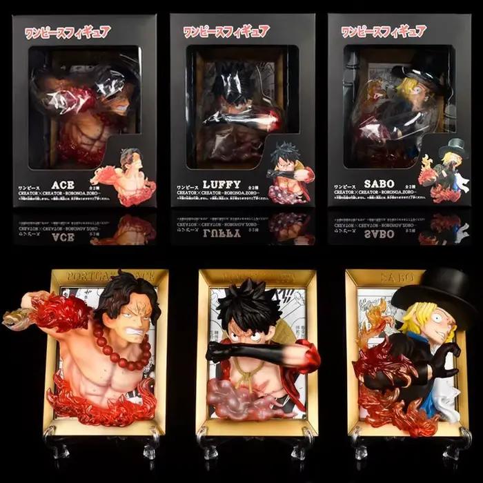 Statue de haute qualité One Piece Pirate Gravity GK Luffy Ace Sabo, modèle 3D, cadre mural, ornement, cadeau de collection