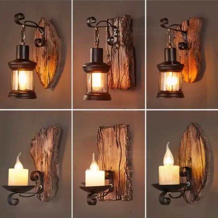 Applique Murale Nordique en Bois et Fer Forgé, Luminaire Décoratif d'Nik, Style Rétro et Créatif, Idéal pour un Bar, un Restaurant ou un Salon, 73 Pièces