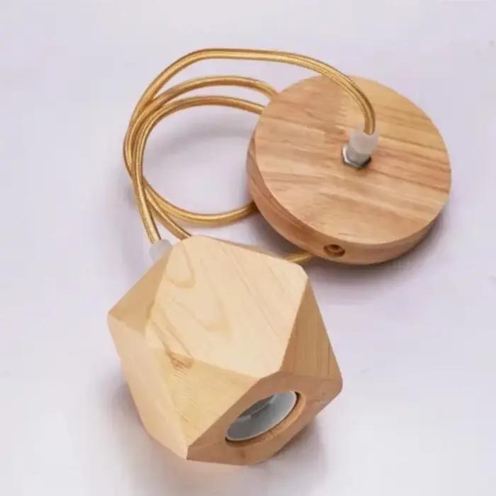 Lampe Suspendue Vintage en Bois Massif