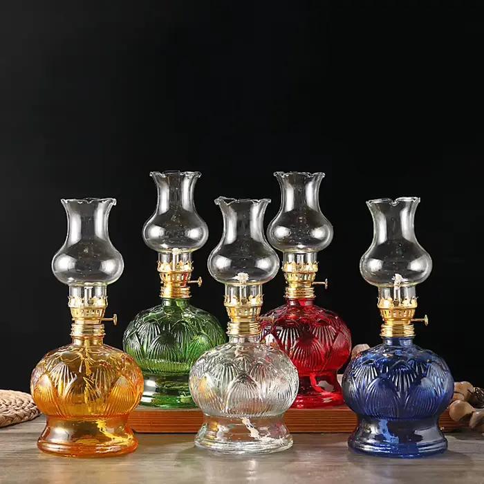 Lampe à huile à grande chambre en verre transparent pour décoration intérieure nostalgie style rétro élégant pour diverses occasions à offrir