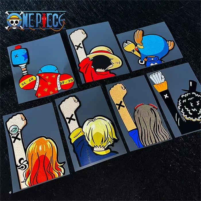 Autocollants de voiture Luffy Zoro One Piece, décoration de voiture, masquage à gratter, mignon, créatif, cadeau, 12cm