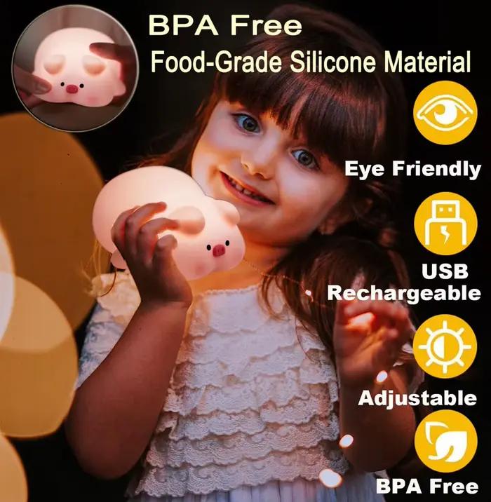 Mignon cochon veilleuse 3 niveaux Dimmable Silicone capteur tactile