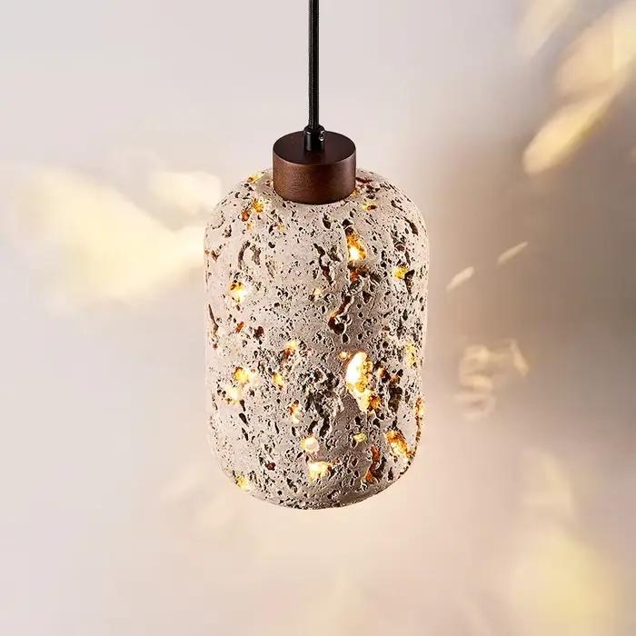 Lampe suspendue en travertin Beige naturel