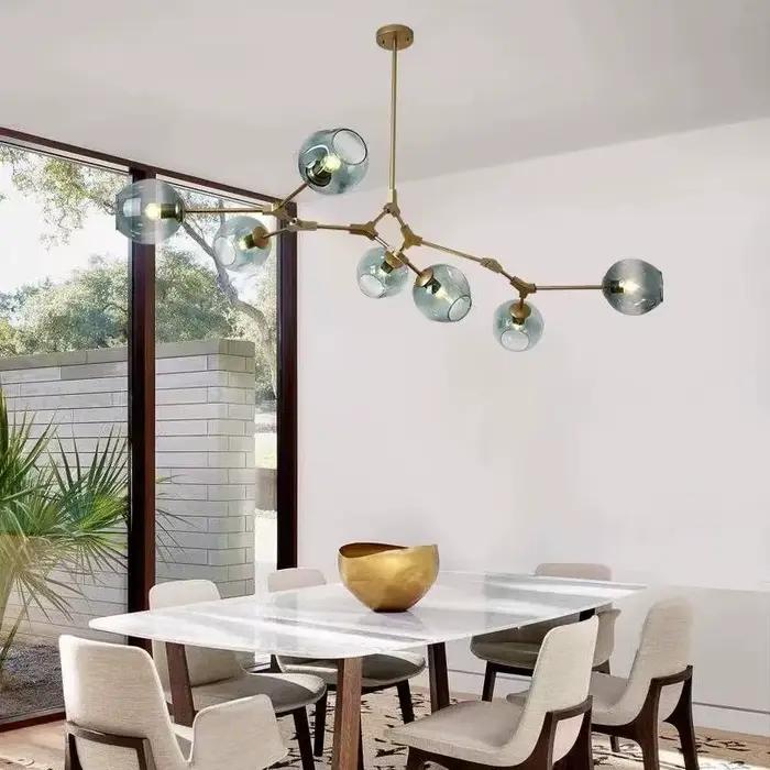 Lustre LED Nordique en Verre Moderne pour Salon Chambre Principale Restaurant Loft Suspension Décoration Intérieure