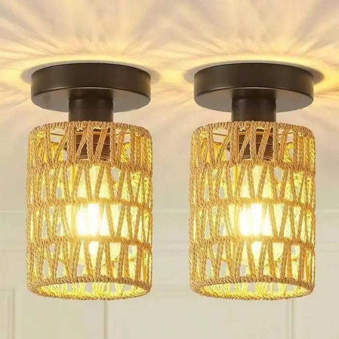 Abat-jour tissé design vintage traditionnel en métal et corde pour décoration intérieure occasions spéciales chambre salon