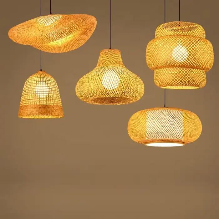 Plafonnier LED Rond en Rotin Tissé à la Main de 40cm