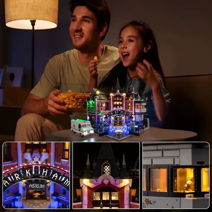 Kit d'éclairage LED pour LEGO Arkham Asylum 76300 avec idées de lampes et blocs de construction (ne comprend pas les briques du modèle)