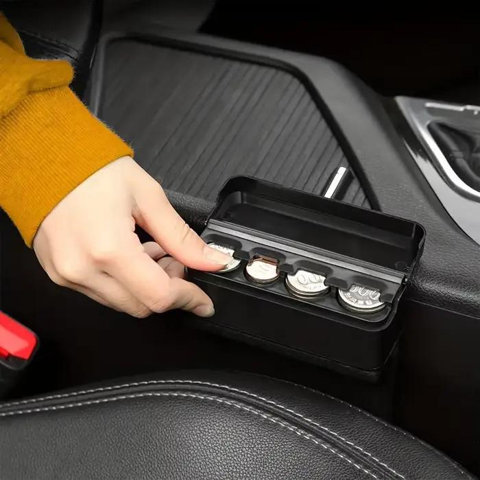 Boîte de rangement de pièces de monnaie de voiture – Convient à la maison et à la voiture – Coffre-fort universel pour la plupart des modèles de voitures pour ranger et récupérer des pièces de monnaie