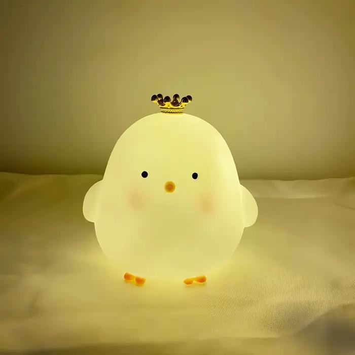 Couronne poussin veilleuse chambre décoration mignon dessin animé Animal veilleuse cadeaux de noël pour chambre d'enfants chevet lampe de couchage