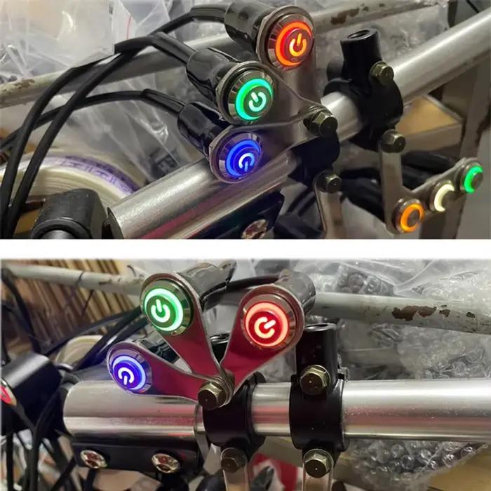Interrupteur LED pour moto ON+OFF, montage sur guidon, alliage d'aluminium, étanche, 12V, phares antibrouillard, interrupteur à bouton poussoir pour klaxon de moto