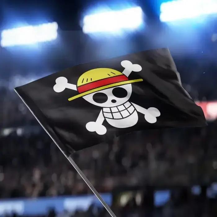 Nouveau une pièce 90*150CM Polyester Pirate singe D. Luffy crâne drapeau une pièce chapeau de paille pirates trompette bannière drapeau