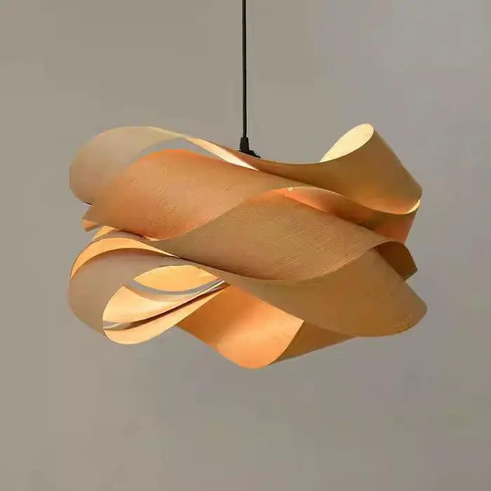 Designer Wraps Lampe suspendue en bois Woodskin Design créatif Éclairage pour chambre étude Salon