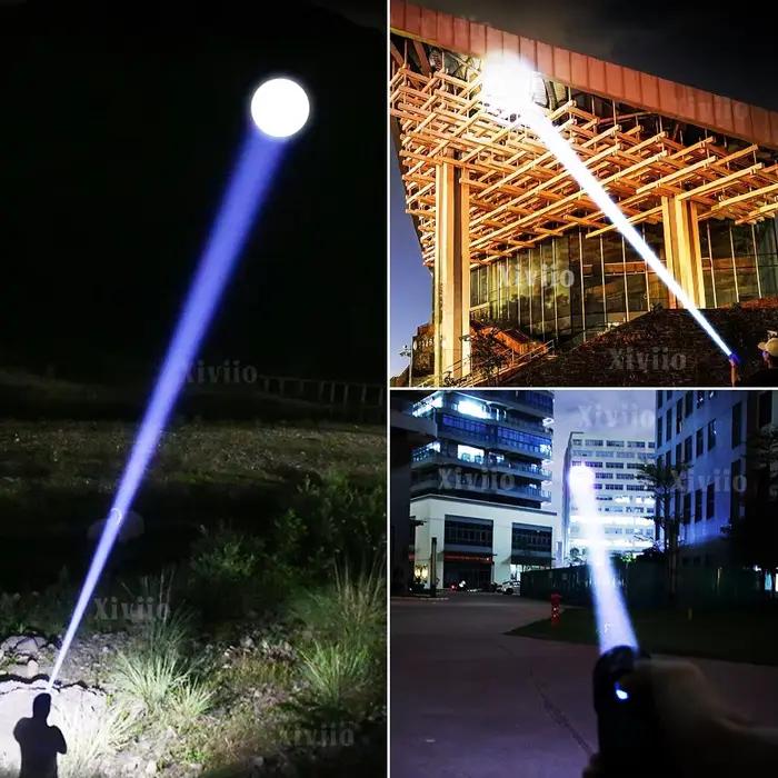 Lampe de poche LED la plus puissante 99000000LM Super lumineuse 1500W lampe de poche LED longue portée torche tactique lanterne de Camping de pêche lampe de poche LED rechargeable haute puissance 3*18
