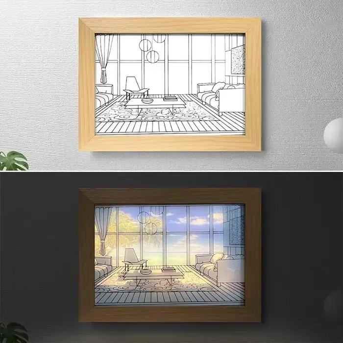 Décoratif LED veilleuse peinture USB prise gradation mur œuvre lampe de Table cadeau intérieur lumière du soleil fenêtre Photo nuit lumineuse