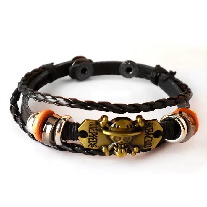 Bracelet de mode One Piece Portgas D. Ace Monkey D. Luffy, bracelet tissé multicouche créatif, cadeau de la Saint-Valentin