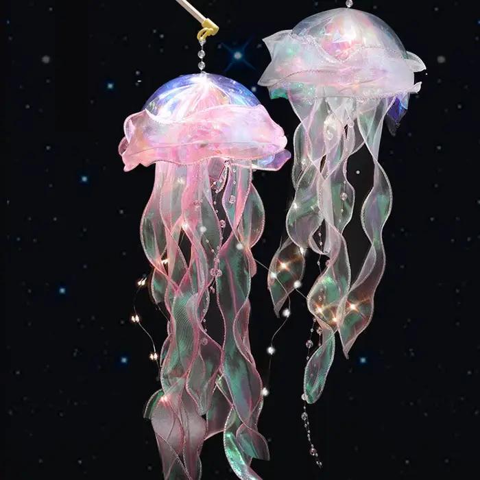 Lampe Méduse Portable Lanterne Enfant Chambre Suspendue Veilleuse Sous La Mer Coloré Sirène Océan Fête Décor À La Maison Occasions Spéciales
