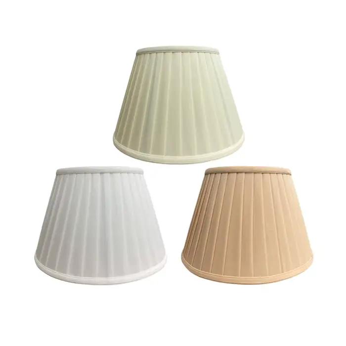 Abat-jour en tissu plissé de qualité avec cadre en métal pour lampe de chevet E27