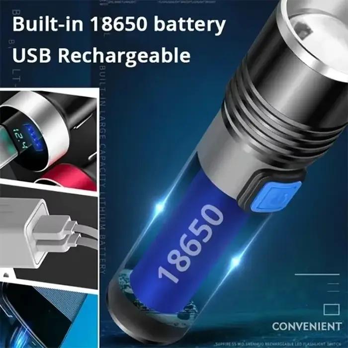 Lampe de poche UV 395nm, lumière noire, Rechargeable par USB, Zoomable, lampe de poche ultraviolette pour détecteur d'urine animale, durcissement de la résine