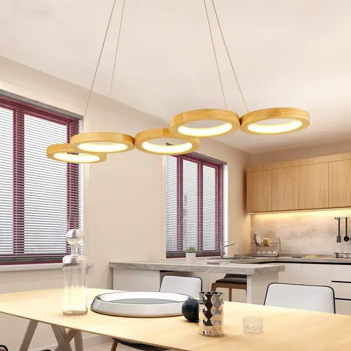 Lampe suspendue ronde moderne Design plafonniers hôtel Table à manger lumière en bois salle d'étude décoration maison lumières simples