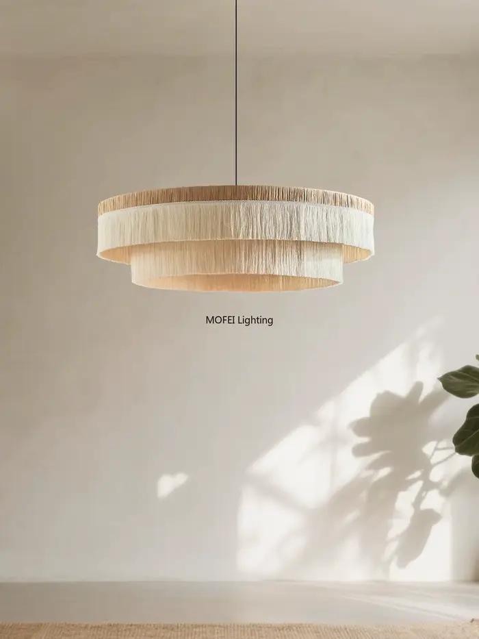 Luminaire suspendu en raphia naturel et rotin