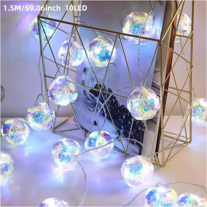 1pc 1.5M10LED créatif Laser brodé boule fleur chaîne lumières romantique Rose fleur Globe lampe pour la maison chambre jardin décor