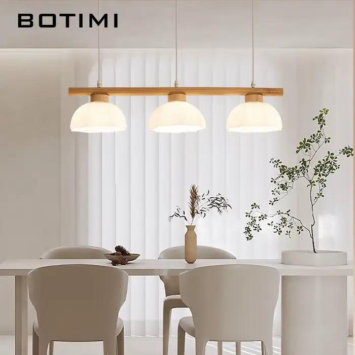 Lampes suspendues à triple LED avec abat-jour en verre pour salle à manger