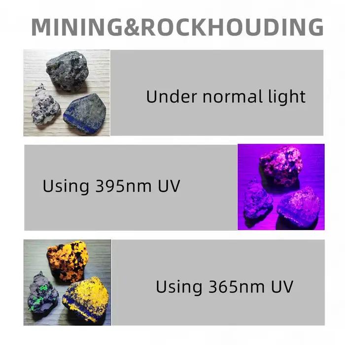 Mini lampe torche UV 3W 365nm rechargeable, lumière noire ultraviolette, pour manucure, détection d'urine de chat/chien, teigne, argent, minerais, scorpion