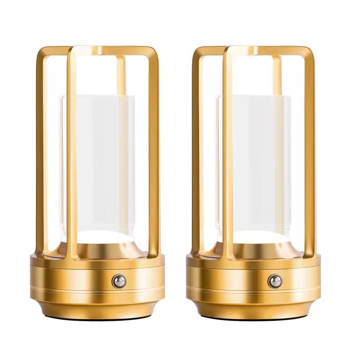 Lampe de table LED rechargeable avec abat-jour en plastique, lampe de bureau intelligente, source de lumière douce et uniforme pour chambre à coucher, salon, bar et camping