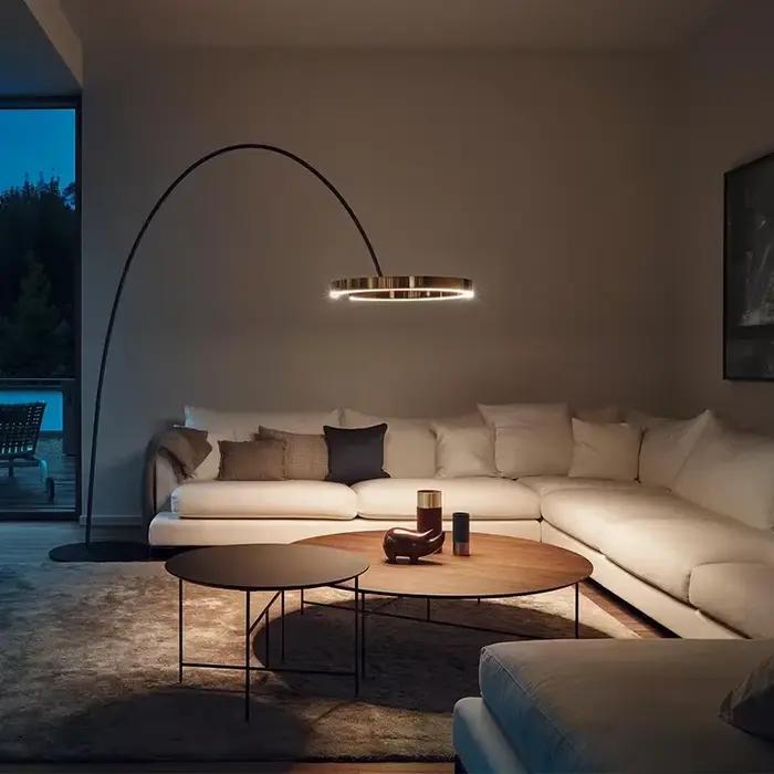Lampe sur pied LED circulaire moderne avec abat-jour en fer peint pour salon et chambre à coucher occassions spéciales