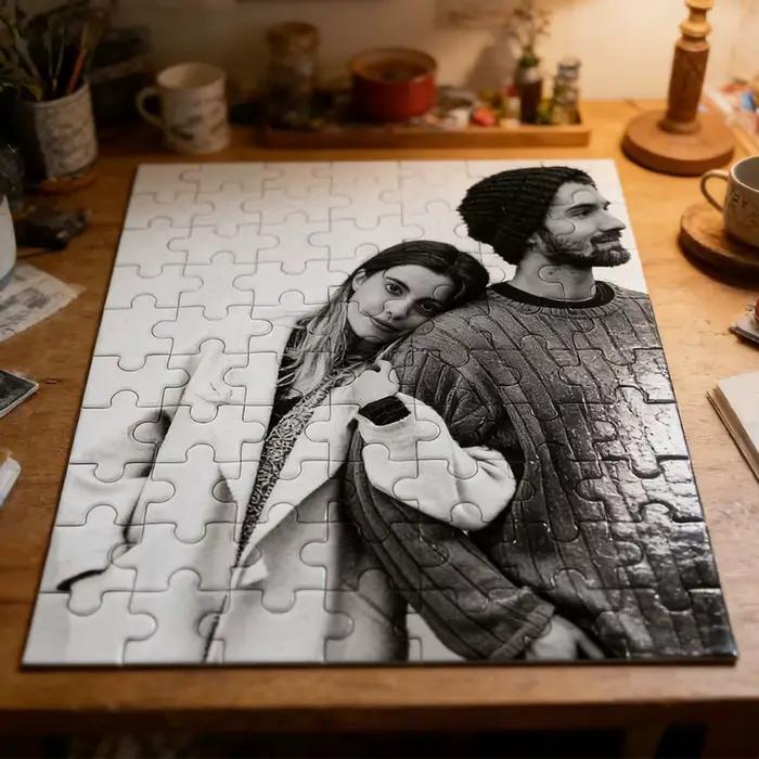 1 puzzle personnalisé, avec cadre photo ou puzzle seul, puzzle personnalisé, puzzle portrait de couple, cadeau puzzle personnalisé pour les fêtes